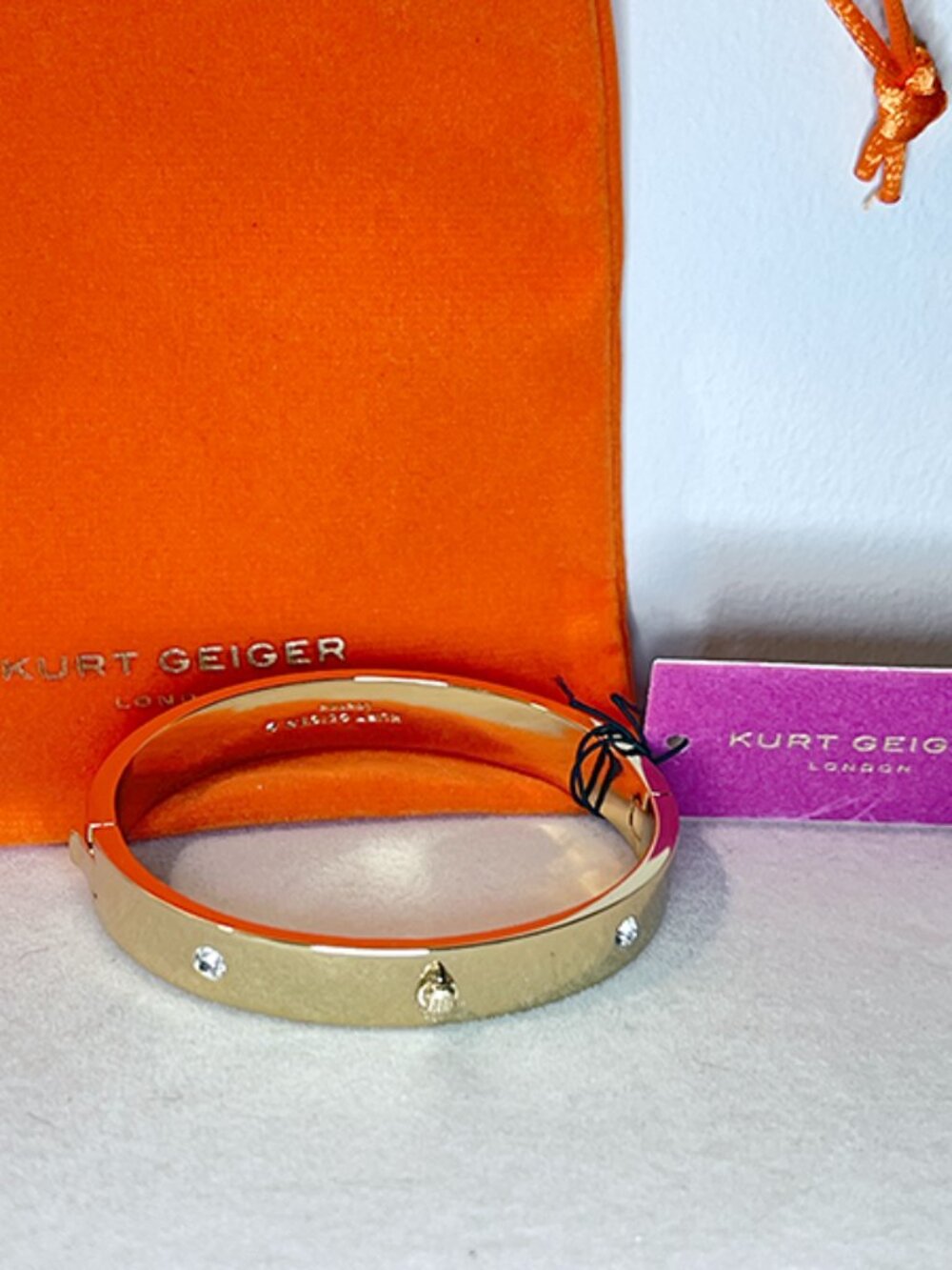 Kurt Geiger | Eagle Crystal Hinge Gold Bangle Bracelet | NWT